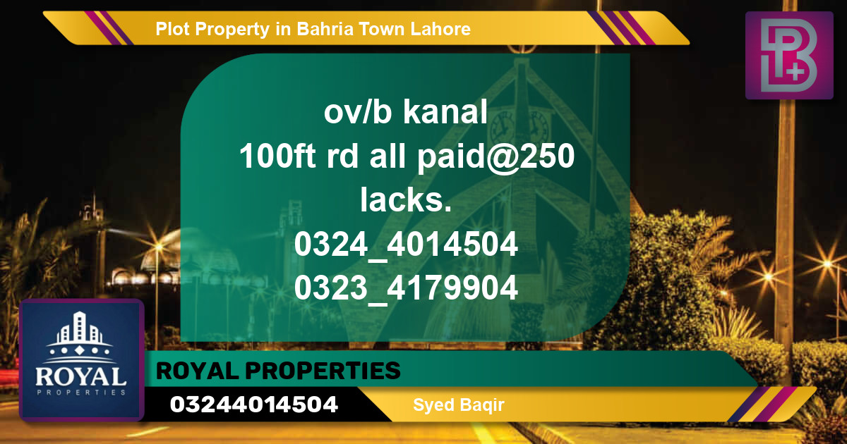 Residential Plot for Sale in Bahria Town, Lahore - (BP-71948)