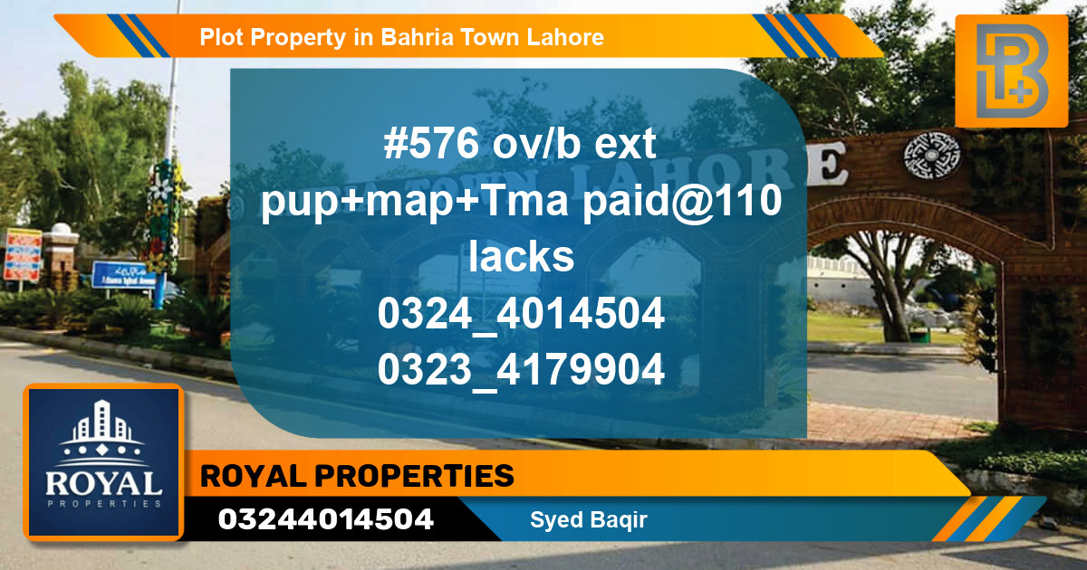 Residential Plot for Sale in Bahria Town, Lahore - (BP-71954)