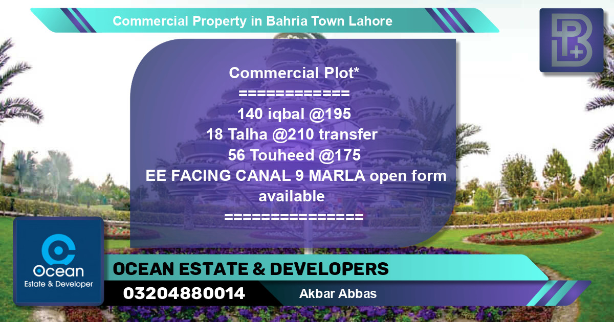 Commercial Property for Sale in Bahria Town, Lahore - (BP-71970)