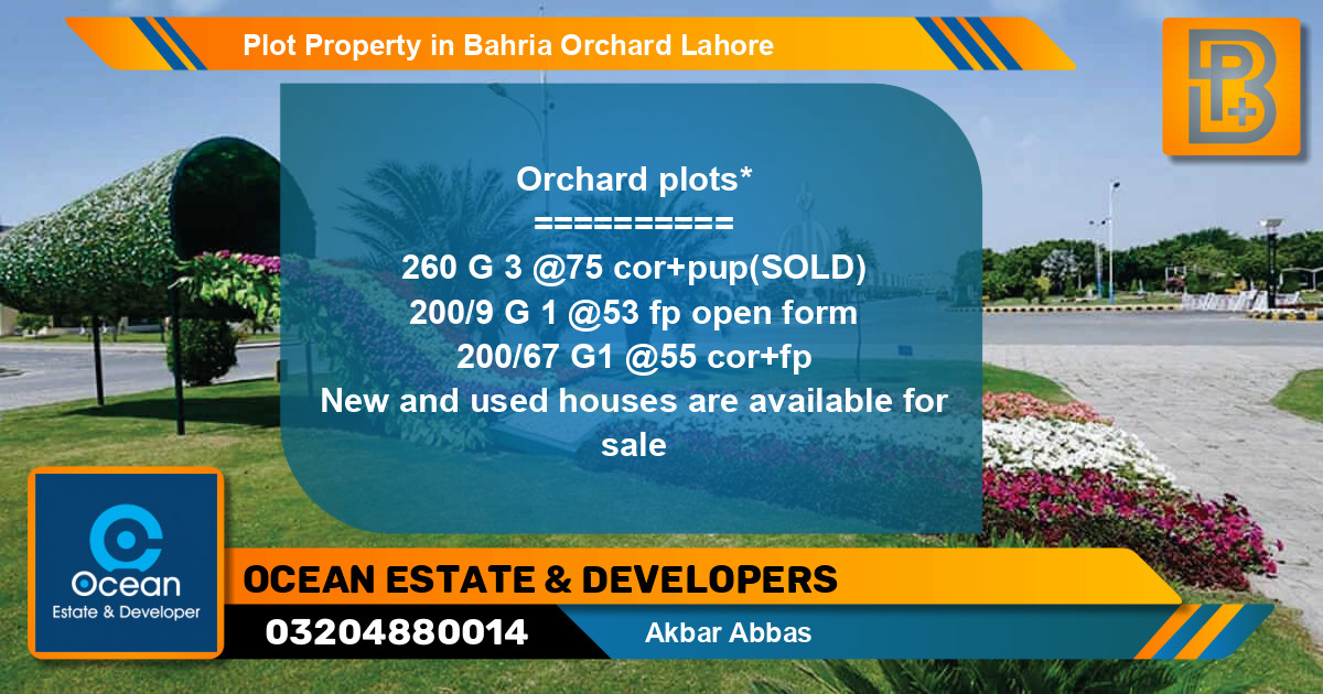 Residential Plot for Sale in Bahria Orchard, Lahore - (BP-71972)