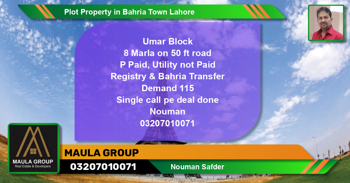 Residential Plot for Sale in Bahria Town, Lahore - (BP-71975)