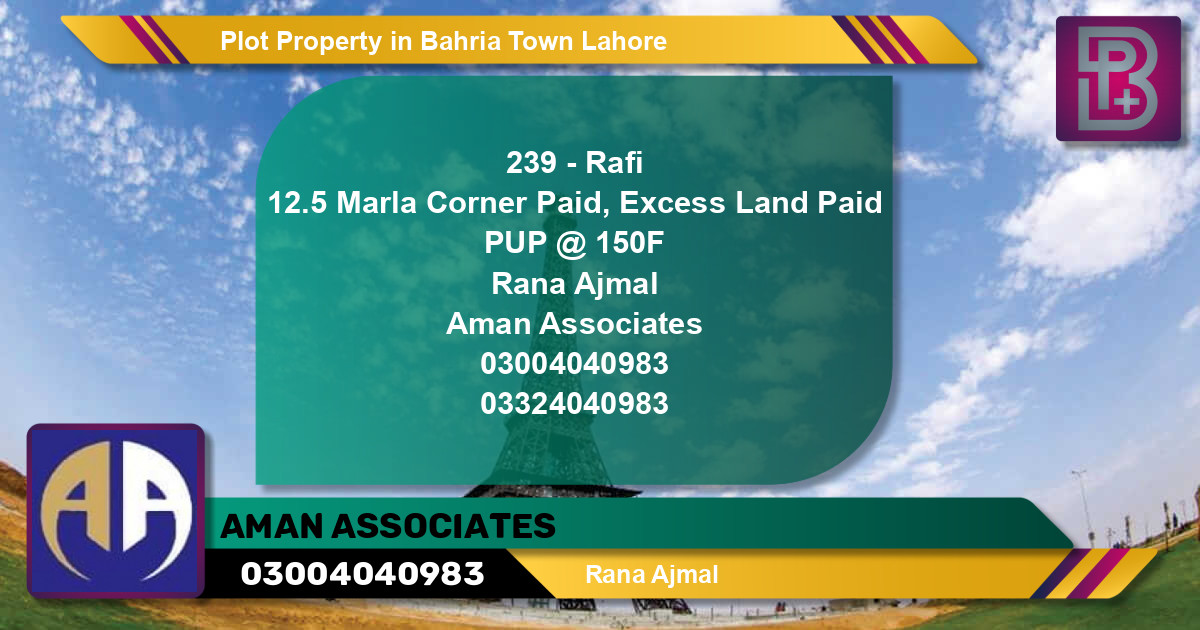 Residential Plot for Sale in Bahria Town, Lahore - (BP-71977)