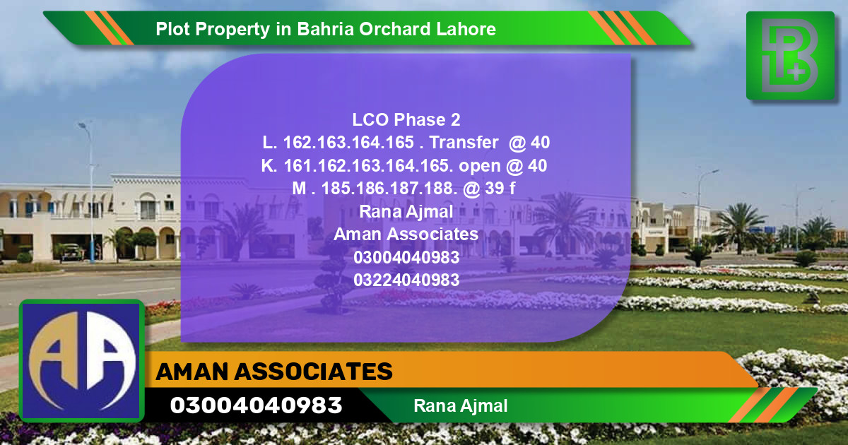 Residential Plot for Sale in Bahria Orchard, Lahore - (BP-71983)