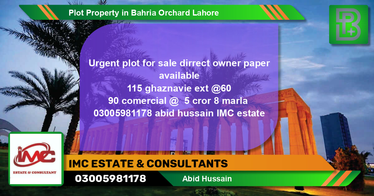 Residential Plot for Sale in Bahria Orchard, Lahore - (BP-71985)