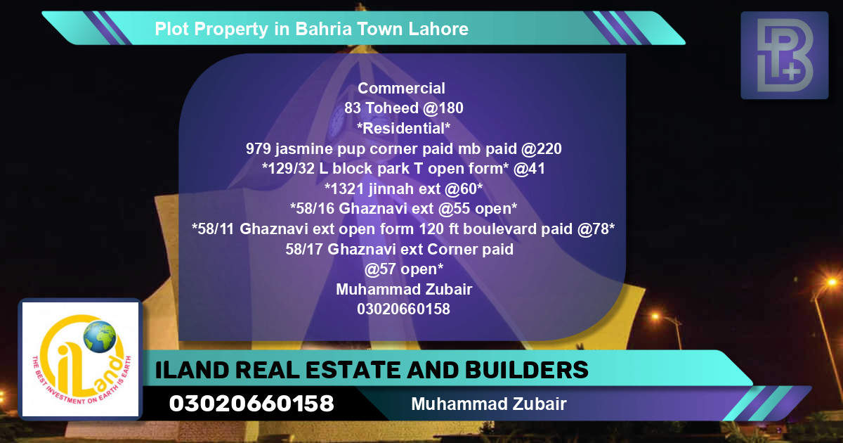 Commercial Plot for Sale in Bahria Town, Lahore - (BP-71998)