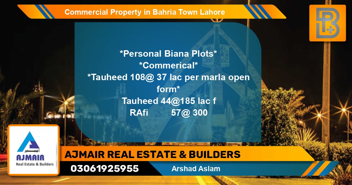 Commercial Property for Sale in Bahria Town, Lahore - (BP-72008)