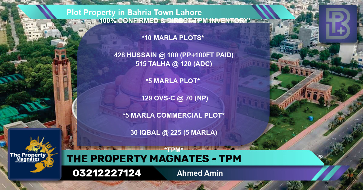 Commercial Plot for Sale in Bahria Town, Lahore - (BP-72028)