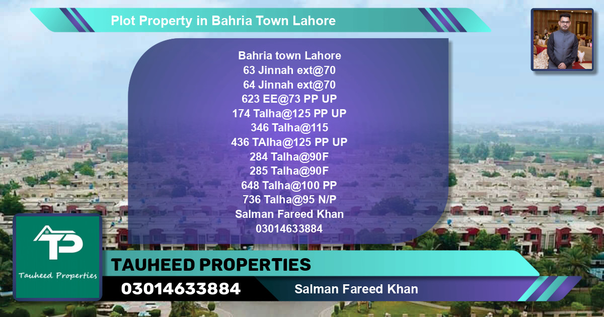 Residential Plot for Sale in Bahria Town, Lahore - (BP-72041)