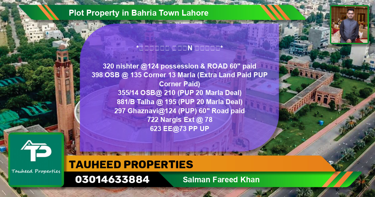 Residential Plot for Sale in Bahria Town, Lahore - (BP-72043)