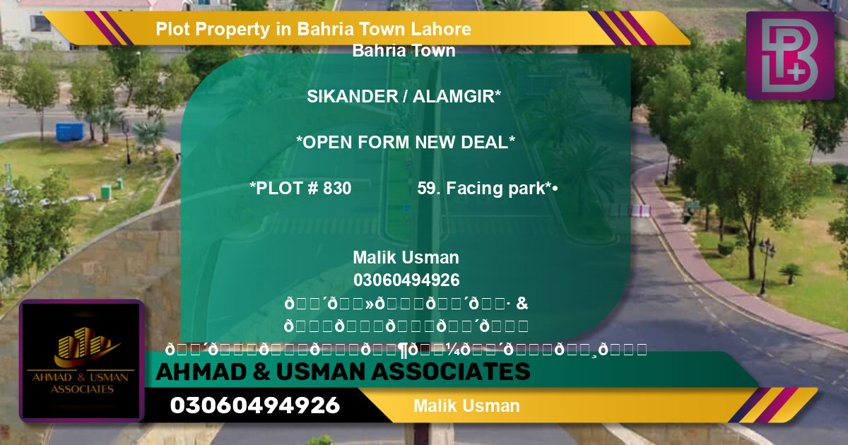 Residential Plot for Sale in Bahria Town, Lahore - (BP-72046)