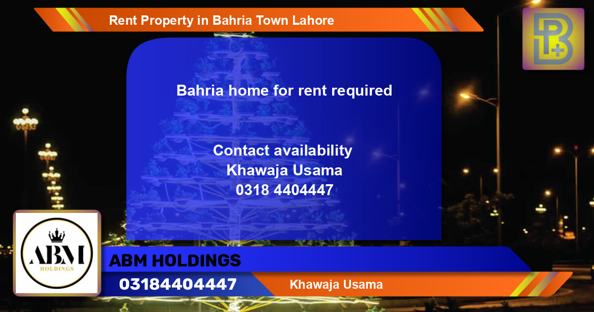 Residential Property for Rent in Bahria Town, Lahore - (BP-72051)