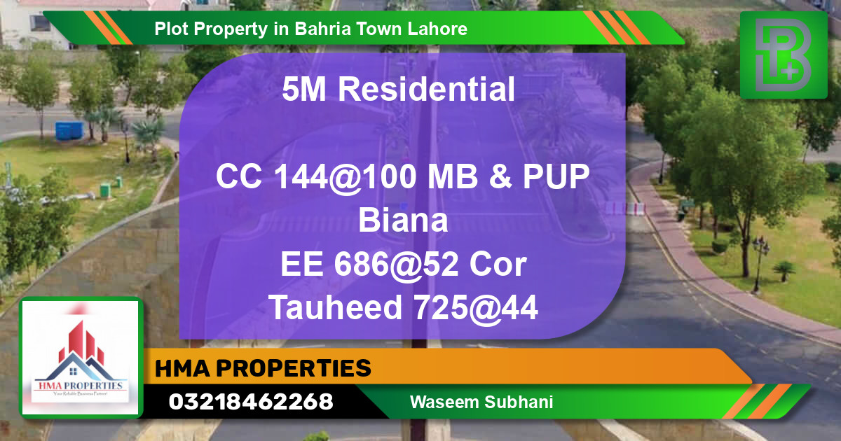 Residential Plot for Sale in Bahria Town, Lahore - (BP-72054)