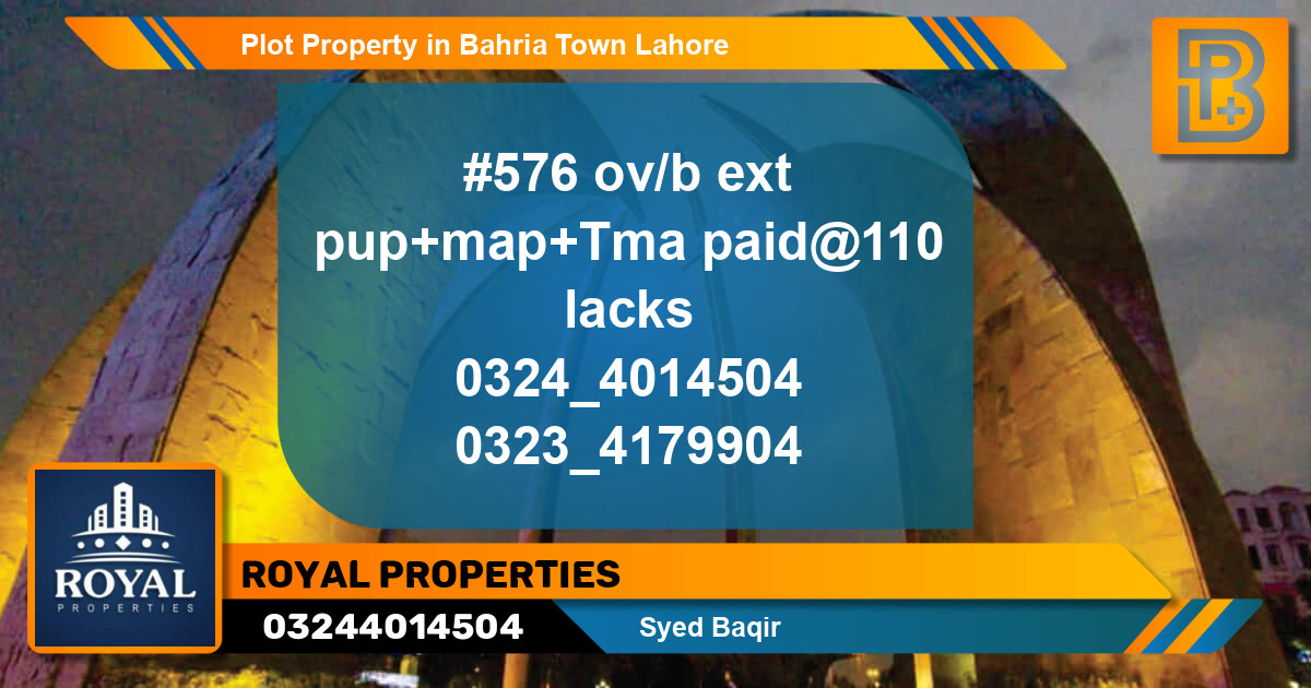 Residential Plot for Sale in Bahria Town, Lahore - (BP-72096)