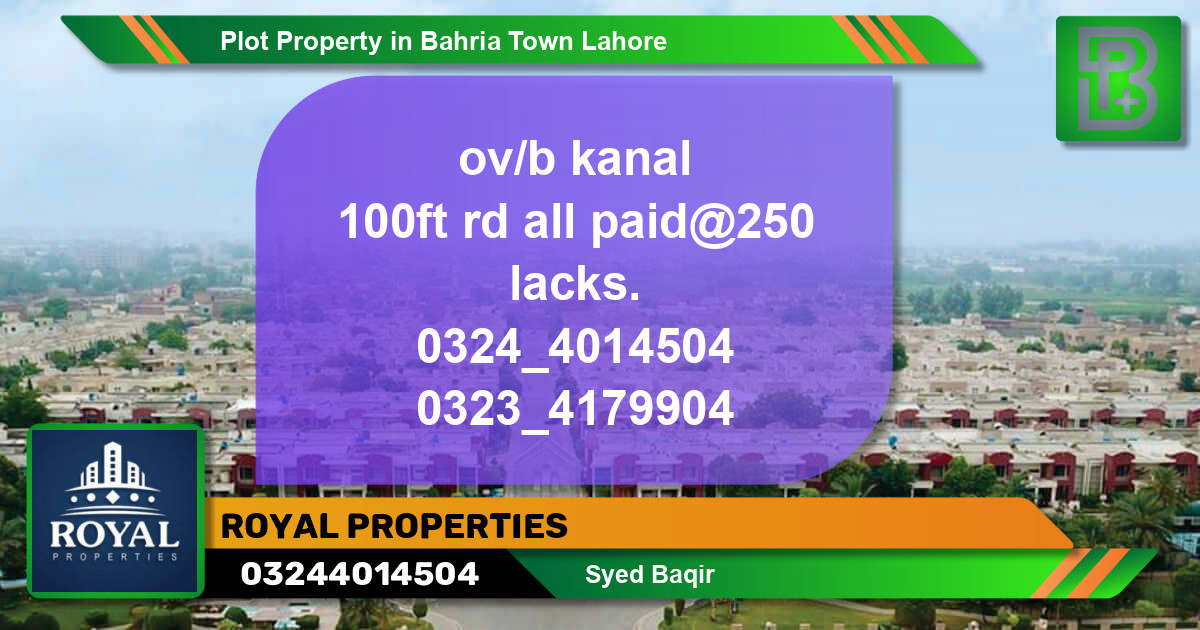 Residential Plot for Sale in Bahria Town, Lahore - (BP-72100)