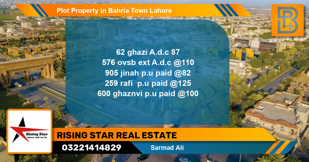 Residential Plot for Sale in Bahria Town, Lahore - (BP-72103)