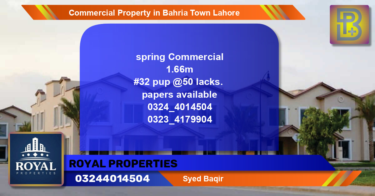 Commercial Property for Sale in Bahria Town, Lahore - (BP-72107)