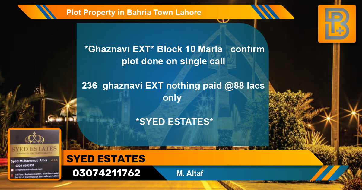 Residential Plot for Sale in Bahria Town, Lahore - (BP-72120)