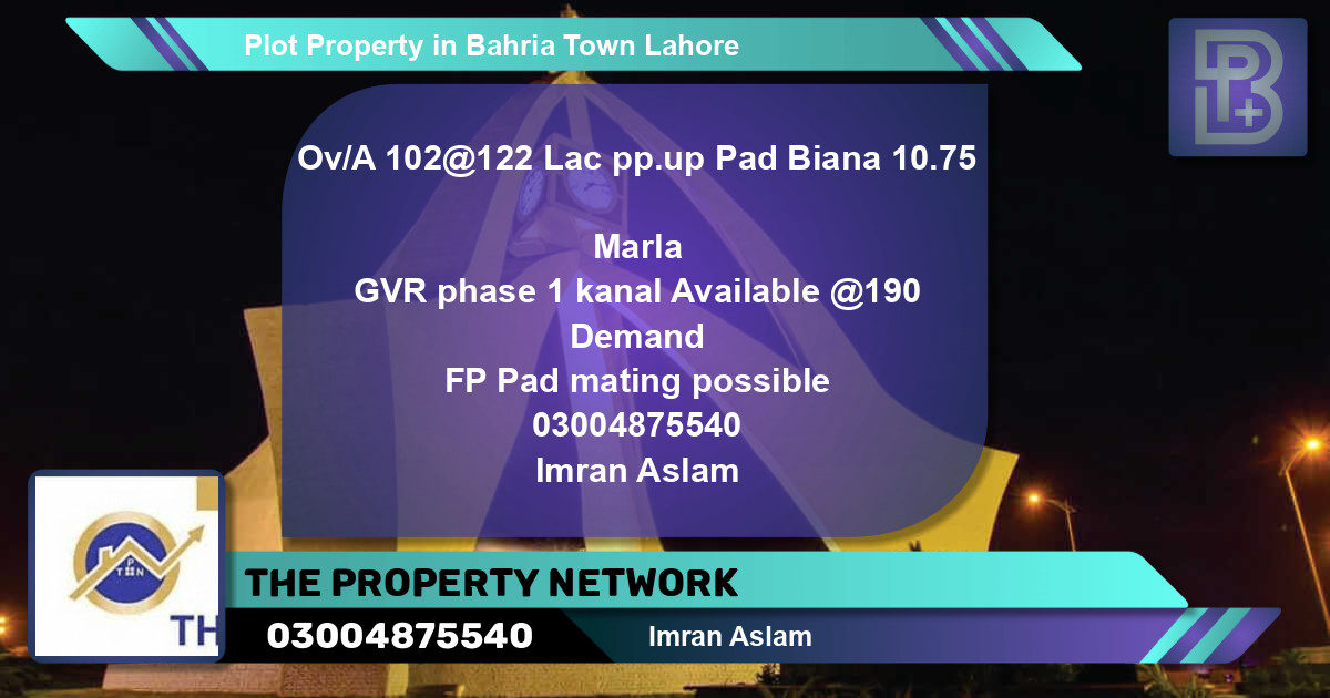 Residential Plot for Sale in Bahria Town, Lahore - (BP-72129)