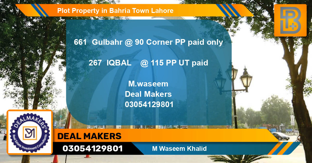 Residential Plot for Sale in Bahria Town, Lahore - (BP-72130)