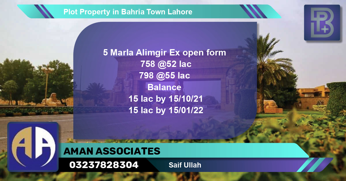 Residential Plot for Sale in Bahria Town, Lahore - (BP-72133)