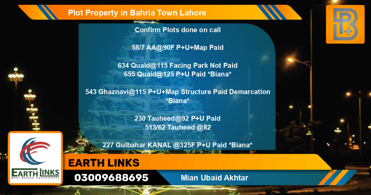 Residential Plot for Sale in Bahria Town, Lahore - (BP-72159)