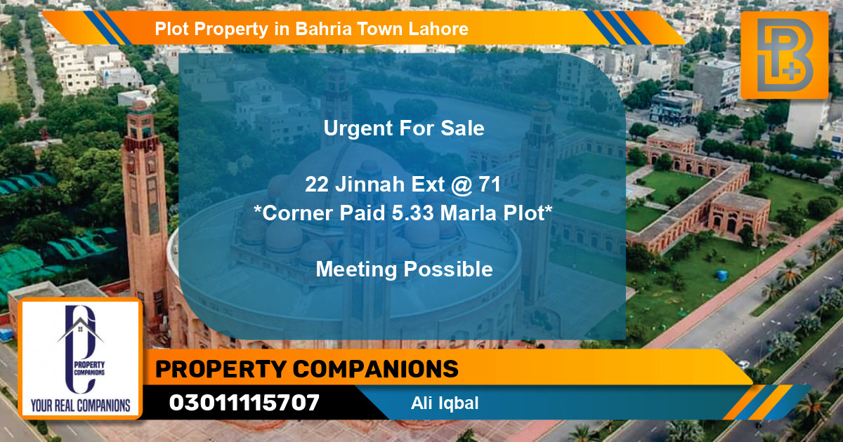 Residential Plot for Sale in Bahria Town, Lahore - (BP-72170)