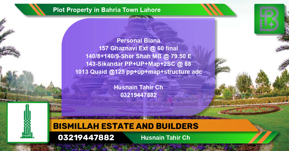 Residential Plot for Sale in Bahria Town, Lahore - (BP-72179)