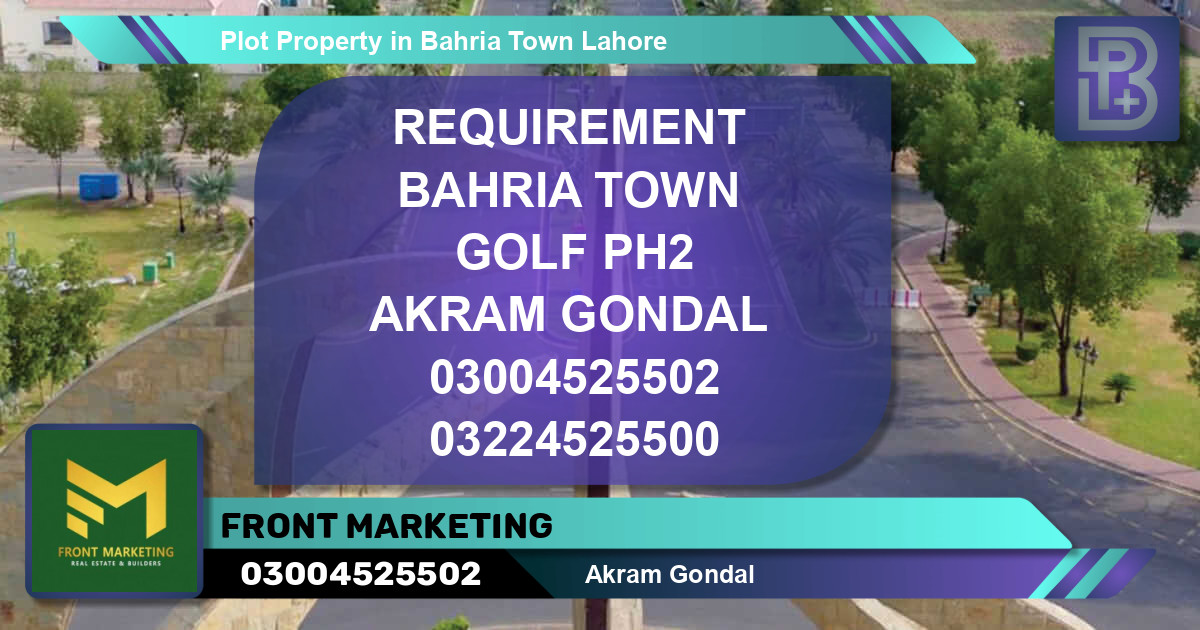 Residential Plot for Sale in Bahria Town, Lahore - (BP-72180)