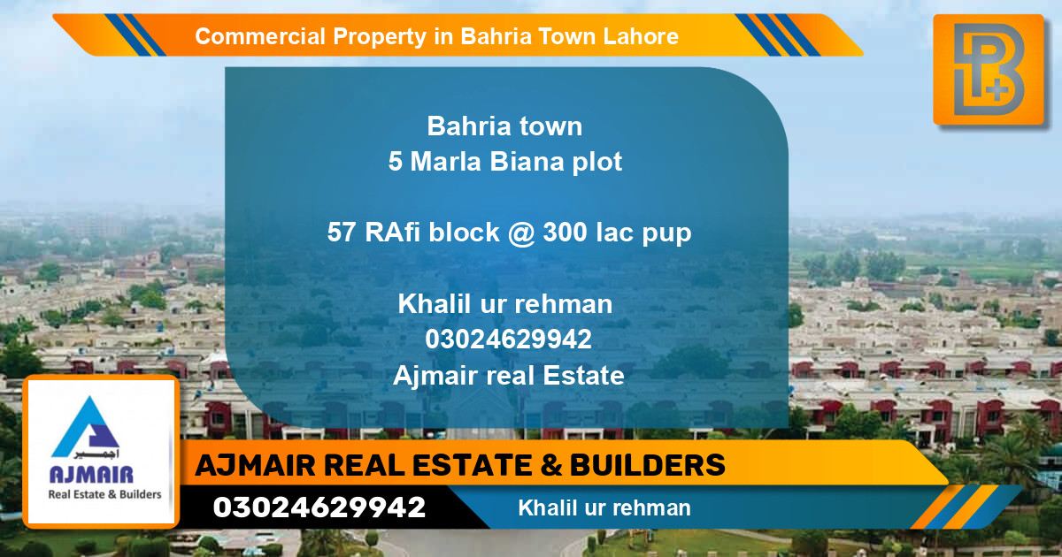 Commercial Property for Sale in Bahria Town, Lahore - (BP-72244)