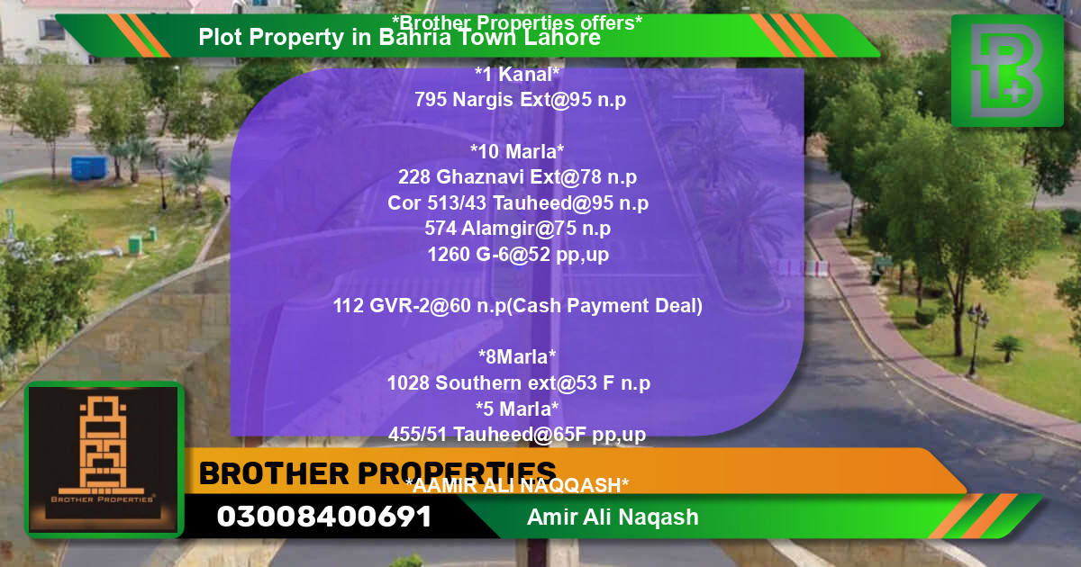 Residential Plot for Sale in Bahria Town, Lahore - (BP-72262)