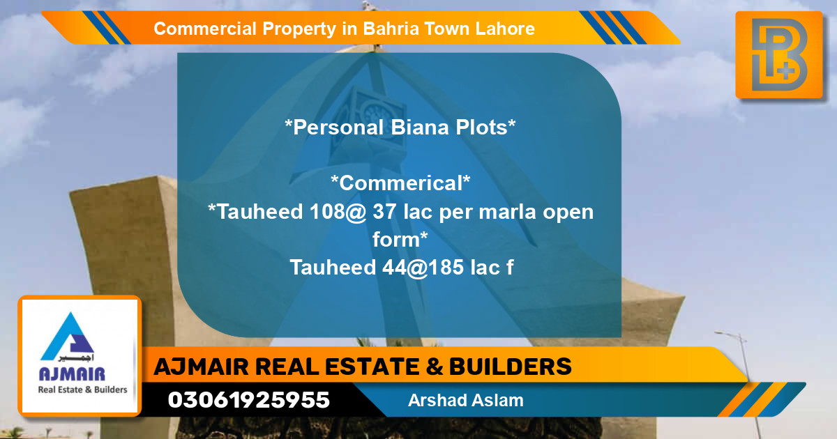 Commercial Property for Sale in Bahria Town, Lahore - (BP-72265)