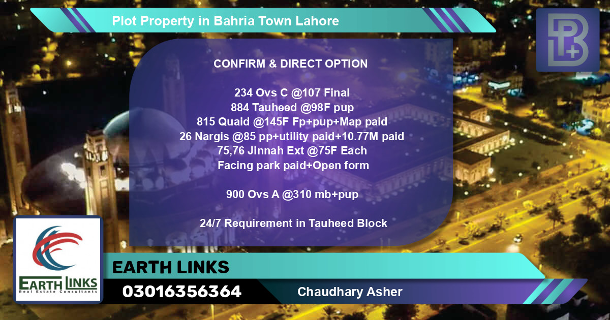 Residential Plot for Sale in Bahria Town, Lahore - (BP-72272)
