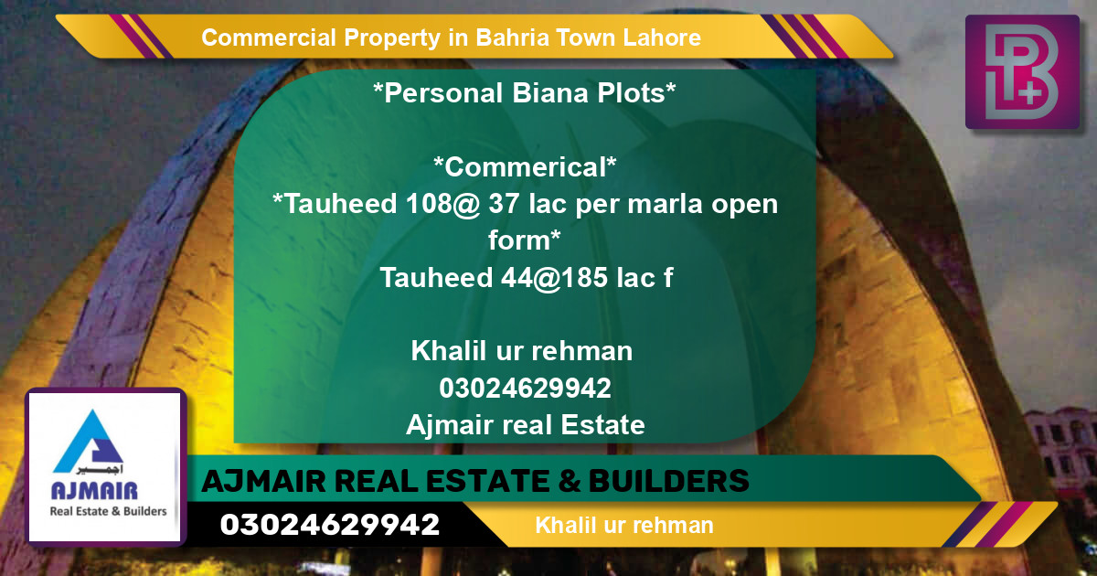 Commercial Property for Sale in Bahria Town, Lahore - (BP-72277)