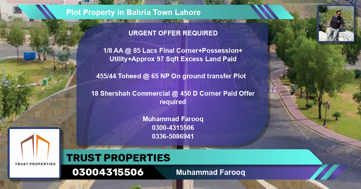 Commercial Plot for Sale in Bahria Town, Lahore - (BP-72320)
