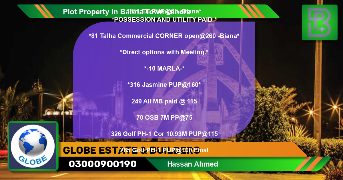 Commercial Plot for Sale in Bahria Town, Lahore - (BP-72327)