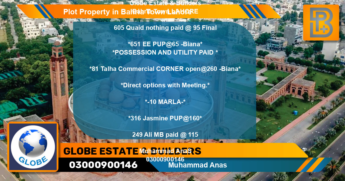 Commercial Plot for Sale in Bahria Town, Lahore - (BP-72336)