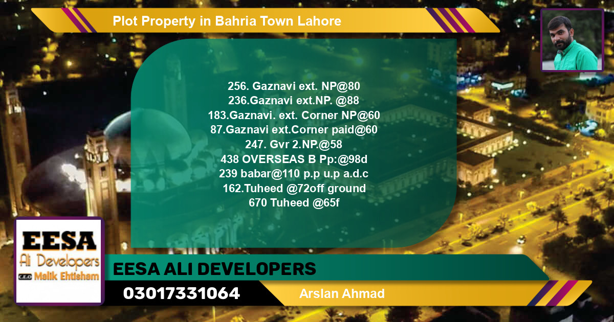 Residential Plot for Sale in Bahria Town, Lahore - (BP-72347)