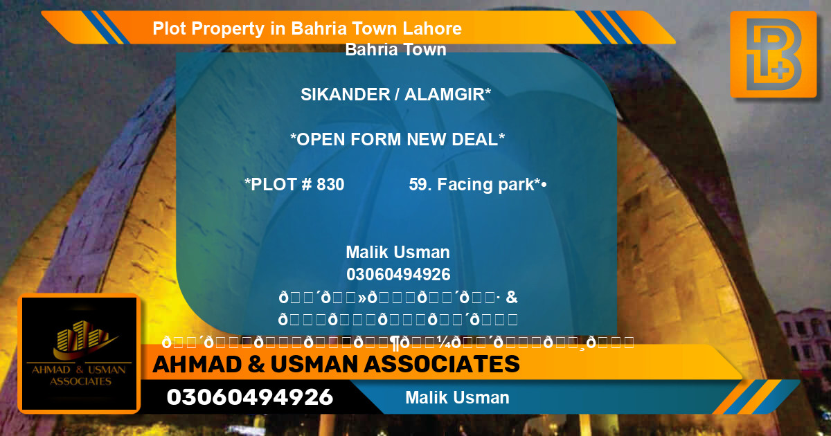 Residential Plot for Sale in Bahria Town, Lahore - (BP-72351)