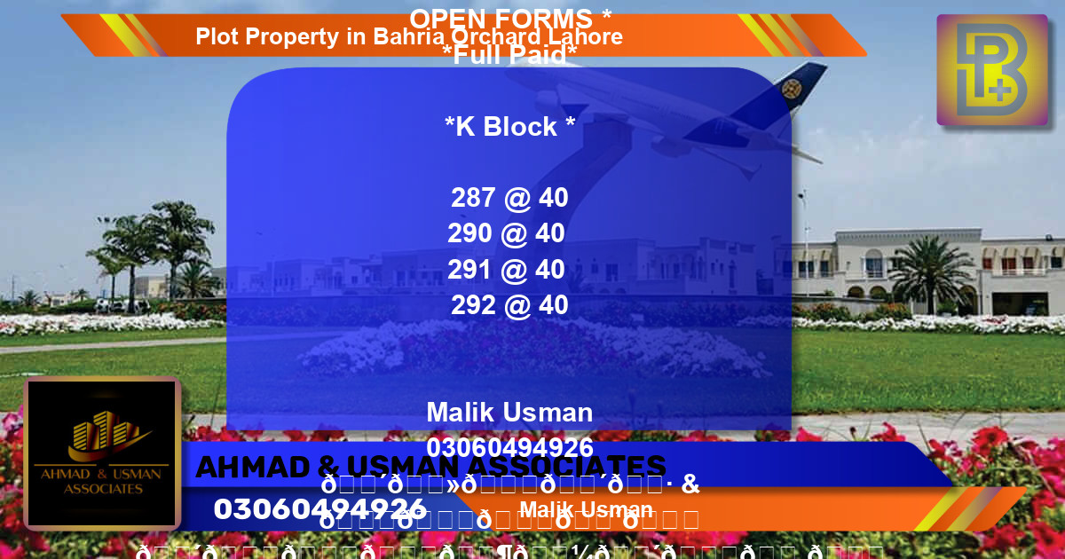 Residential Plot for Sale in Bahria Orchard, Lahore - (BP-72352)