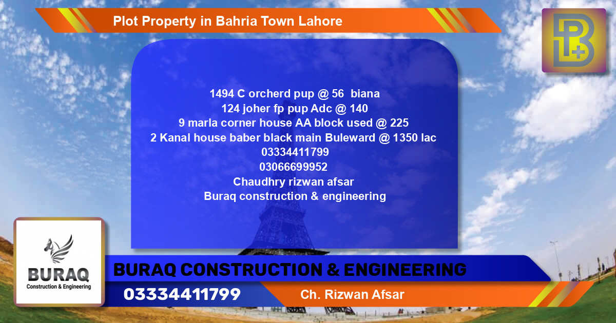 Residential Plot for Sale in Bahria Town, Lahore - (BP-72399)