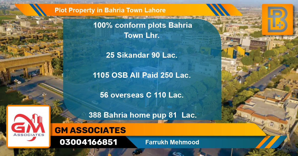 Residential Plot for Sale in Bahria Town, Lahore - (BP-72433)