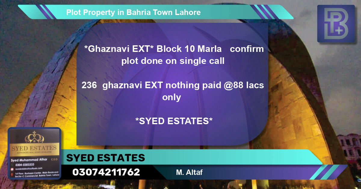 Residential Plot for Sale in Bahria Town, Lahore - (BP-72478)