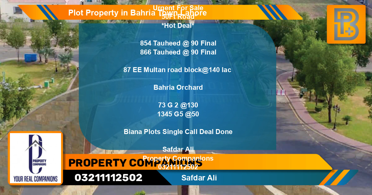 Residential Plot for Sale in Bahria Town, Lahore - (BP-72497)