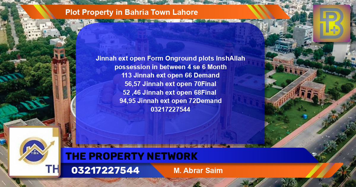 Residential Plot for Sale in Bahria Town, Lahore - (BP-72525)