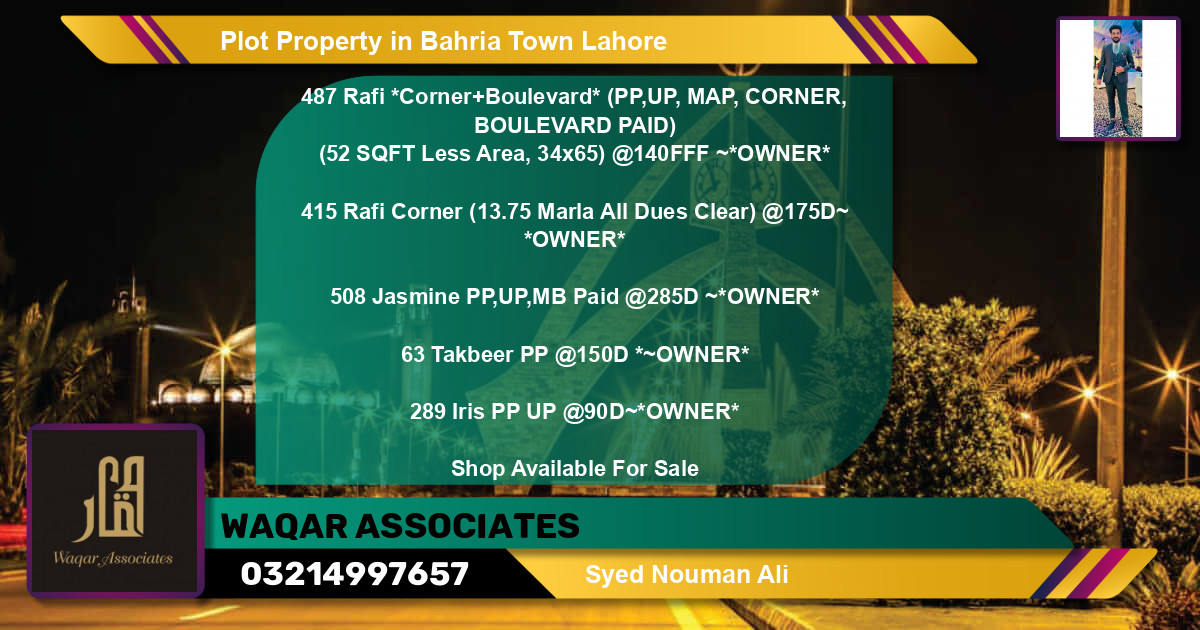 Residential Plot for Sale in Bahria Town, Lahore - (BP-72537)