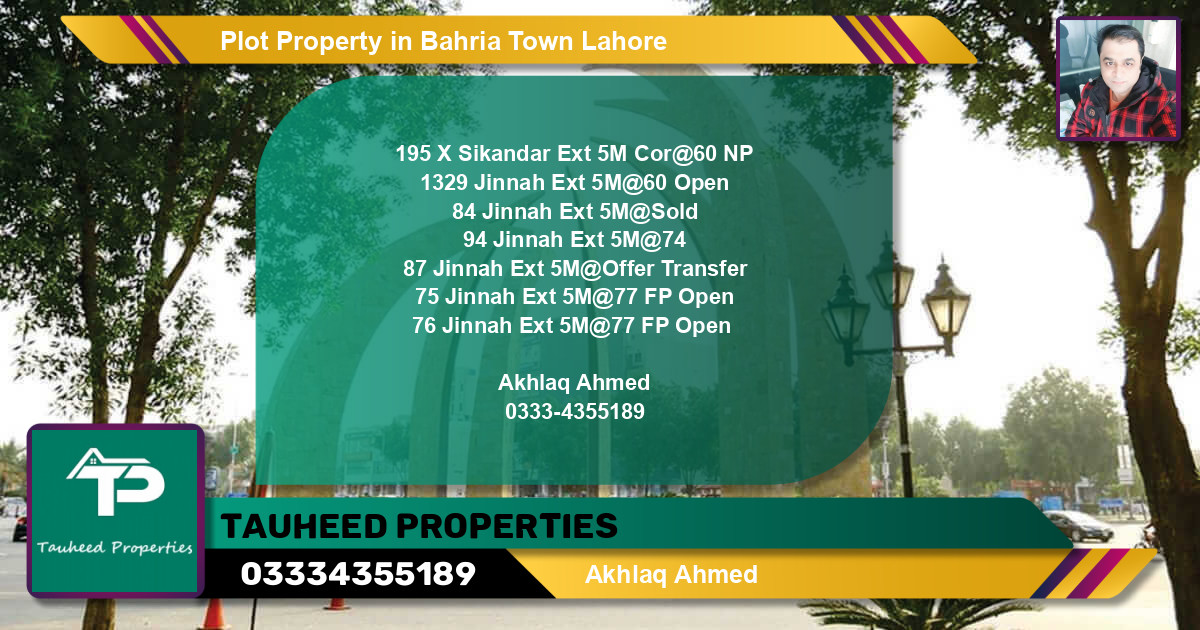Residential Plot for Sale in Bahria Town, Lahore - (BP-72543)