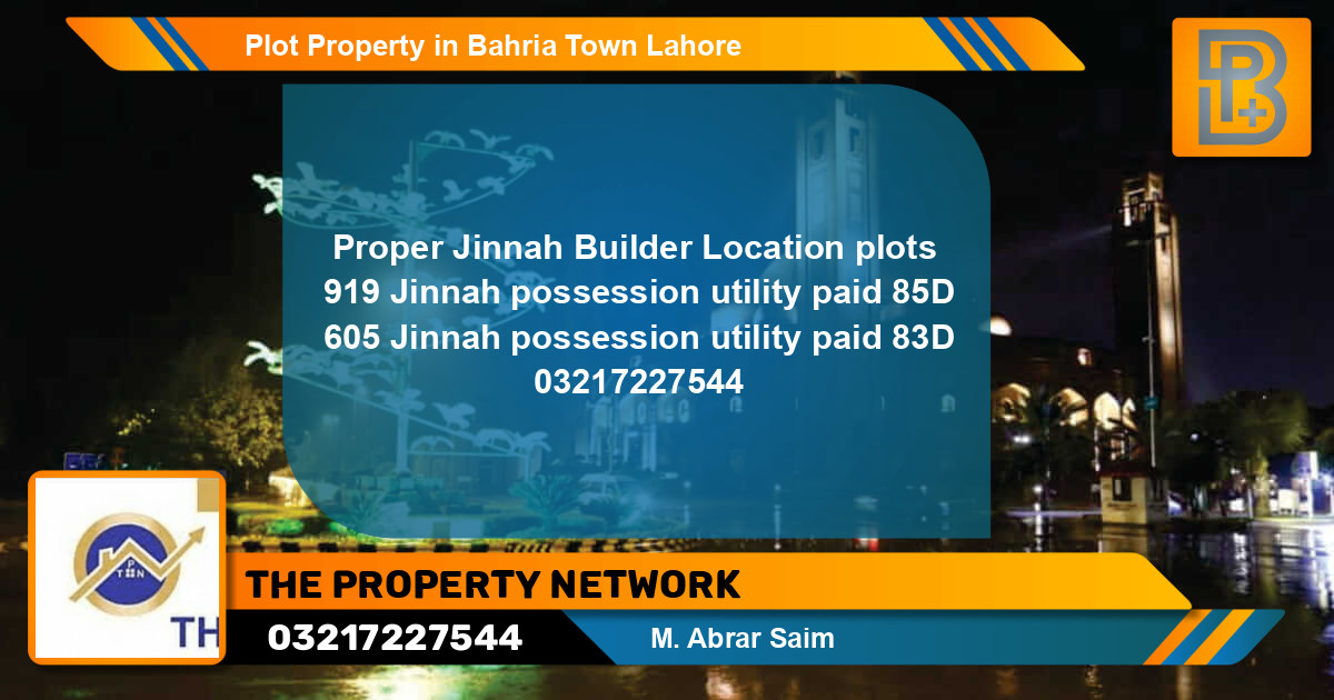 Residential Plot for Sale in Bahria Town, Lahore - (BP-72544)