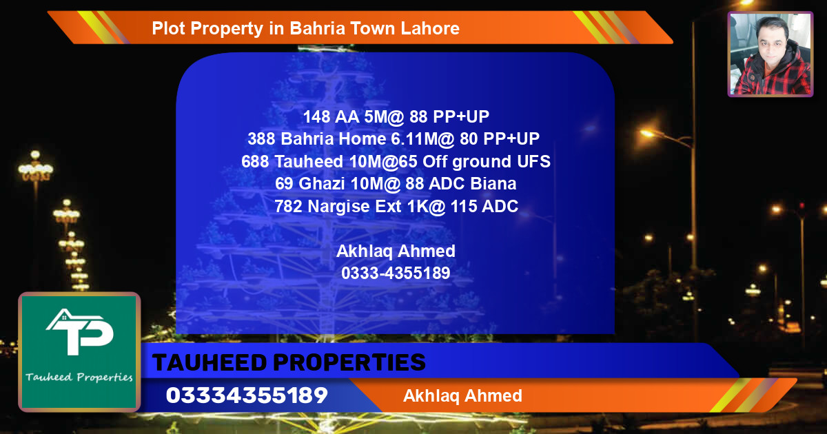 Residential Plot for Sale in Bahria Town, Lahore - (BP-72547)