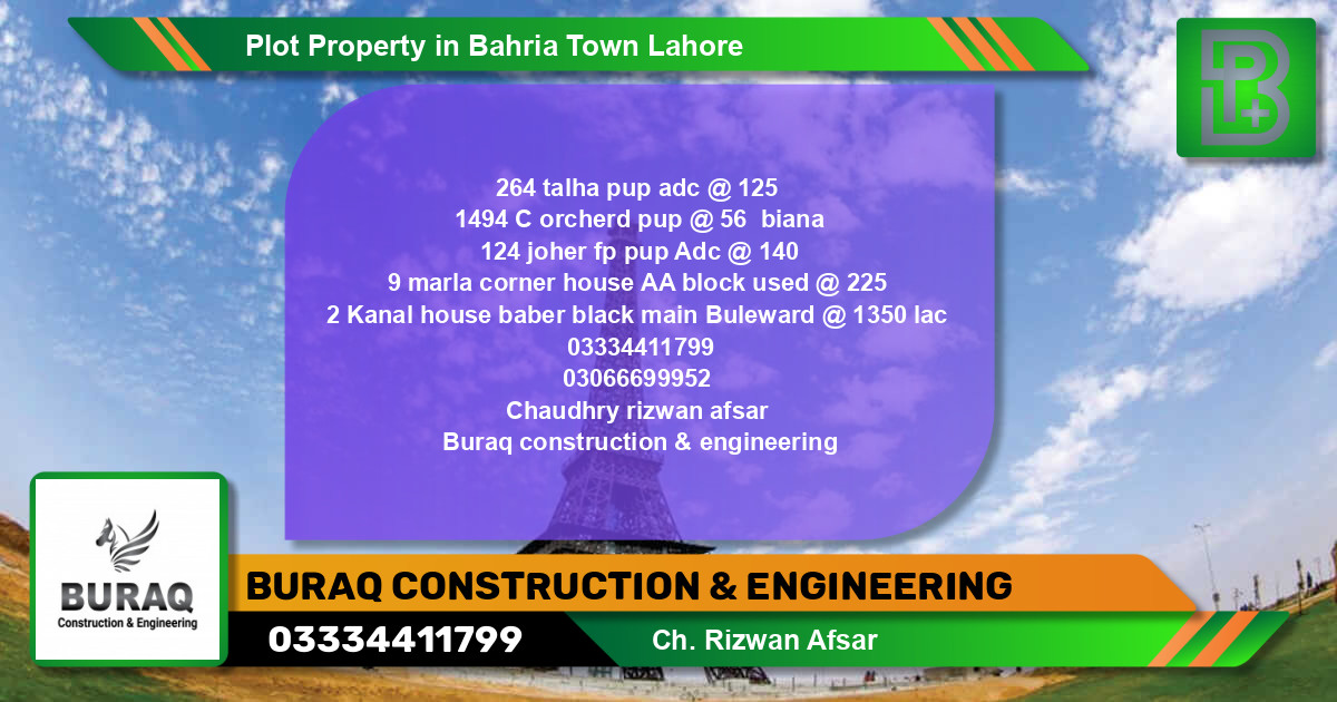 Residential Plot for Sale in Bahria Town, Lahore - (BP-72609)