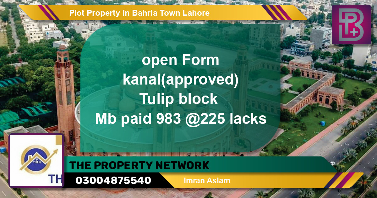 Residential Plot for Sale in Bahria Town, Lahore - (BP-72646)